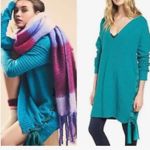 Free People  Blue Heart It Laces Chenille Cotton Blend Sweater sz Med Photo 12