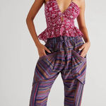 Free People Sweet Escape High Waist Harem Woven Striped Pants Pouch Pockets XS Photo 0