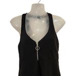 ZARA Zip Front Sleeveless V-Neck Above The Knee Black Chic Mini Tank Dress Small Photo 1