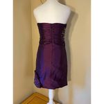 Nox Anabel Purple Pleated Rhinestone Sequin Beaded Strapless Party Mini Dress XS Purple Photo 2