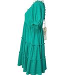 easel  Puff Sleeve Tiered Mini Babydoll Dress Green Small Flowy Romantic Boho NWT Photo 5