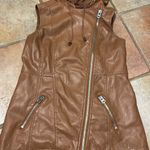 Miss London , faux, leather, hooded Moto vest Photo 1