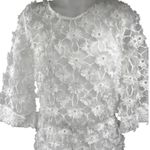 H&M White 3D Floral 3/4 Sleeve Embroidered Mesh Bridal Romper Shorts Size 2 Photo 2