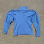 Diane Von Furstenberg  Blue Puff Sleeve Wool Cashmere Turtleneck Sweater SMALL Photo 1