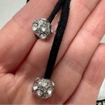 Pelle Moda Black Leather Silver Rhinestone Heels Womens 7.5 Bling Lace Up Ankle Photo 3