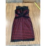 Tadashi Shoji  mix bodice Lace black Red mini sleeveless sheath Cocktail Dress 6 Photo 9