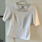 H&M ⭐️ White Gemstone Neckline Fit & Flare Blouse Size 2 EUC Photo 0