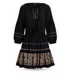 Ralph Lauren Polo‎  Embroidered Peasant Midi Dress Black Size 8 Cotton Voile Photo 13