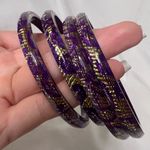 Purple and Gold Lace Acrylic Bangle Bracelets Photo 4