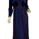 VINTAGE 1990'S PURPLE & BLUE CAROLE LITTLE RAYON & VELVET BOHO DRESS (6) Photo 0
