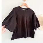 Madewell | NWT | Puff-Sleeve Sweatshirt Tee in Jet Black | Sz M Photo 3