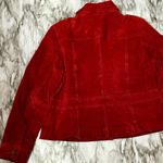 Style of New York Petite Women’s Sz L Red Suede Button Down Jacket Fall Festive Photo 6