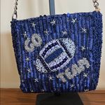 From India To You | Navy Beaded “Go Team” Shoulder Bag Blue Photo 0
