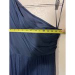Amsale Sz 10 Navy Blue Silk Dress Formal One Shoulder Classic Bridesmaid Long Photo 9