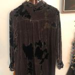 VELVET TIE DYE SHIRT DRESS EUC taupe navy blue size small silk viscose velour Photo 7