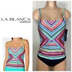 La Blanca New. stripe tankini top. 8. Retails $99 Photo 1