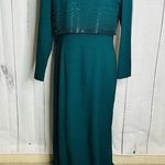 Vintage RIMINI Formal Maxi Dress / Jacket Size 12 Dark Teal Green Beaded Photo 0