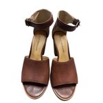Lucky Brand Nanika Leather High Heel Sandals Brown Block Heel Open Toe 7.5 Photo 1