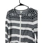 Talbots Cardigan Sweater Womens Small Black White Striped Zip Up Knit Photo 1