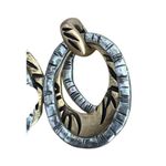 Chicos Silver Gold Tone Dangle Pierced Earrings Etched Layered Circles 1.25" Photo 1