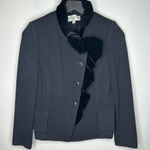 St. John Evening Black Santana Knit Jacket with Removable Velvet Ruffle Size 4 Photo 0