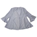 Pomander Place Tuckernuck Addie Blouse Striped Blue Bell Sleeve Tunic Top Small Photo 1