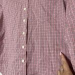 SKIMS  cotton poplin button front long sleeve plaid red sleep shirt size small Photo 1