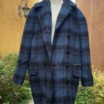 Coach  blue & black plaid winter peacoat Photo 5
