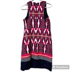 Crown & Ivy  size 4 pink and navy sleeveless shift dress geometric print zip back Photo 1