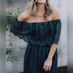 Baltic Born ‎ Leon Off Shoulder Dress Womens Large Forest Green Lace Maxi NWT Photo 1