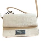 Kendall + Kylie Croc Embossed Cream Crossbody Bag with Black Accent Chain Photo 0