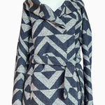 Mossimo Supply Co. Two Tone Geometric Wrap Pea Coat With Oversized Collar Sz M Blue Size M Photo 0