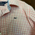 Vineyard Vines Womens  pink white gingham long sleeve whale shirt Photo 1