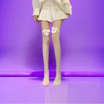 White Bow Thin Light Smooth Over The Knee Socks Women's Stockings‎ One Size Photo 5