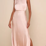 Lulus Blush Pink Satin Maxi Dress Photo 0