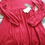 Max + Ash Knit Babydoll Mini Dress Womens Balloon Sleeve Round Neck Raisin Red M Size M Photo 3