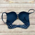 Victoria's Secret Pink Heart Print Push Up Bra 36B Navy Blue Adjustable Straps Photo 2