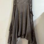 Y2K Whimsigoth Fairy Tunic Top Dress Lace Sequin Asymmetrical Gray Wool Mohair Size L Photo 1