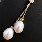 14K Gold Diamond & Pearl Lariet Necklace Photo 12