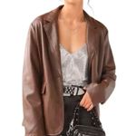 Urban Outfitters  Brown Jules Oversized Faux Leather Blazer Size Medium Photo 1