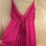 American Vintage Vtg Erica Loren Nightie Hot Pink Full Length Lace Size Small Photo 1