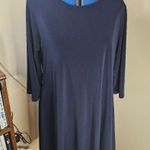 Nina Leonard  Navy Blue Soft Dress with Laced Corset Back Photo 0
