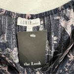 LUNIK  Tie Front Crop Top Size Medium New Gray & Mauve Floral Stripe Photo 1