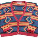 Nuovo Vintage  Cardigan Sweater Knit Southwestern Aztec Desert Boho Tribal Wmns M Photo 0