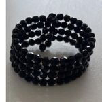 Vintage Faceted Black Gold 3 Beaded Strand Bracelet Unbranded Luxury Sz 7” Photo 3