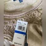 Democracy  Long Blouson Puff Shoulder Crew Neck Lace Applique Sweatshirt Beige XL Photo 6