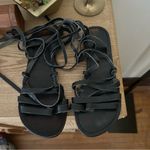 Free People Harpoon Wrap Sandals Gladiator Vegan Leather Black Size 36 (US 6) Photo 2
