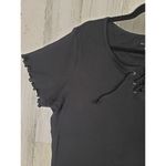 Arizona Jeans NWT  Co Black Ribbed Ruffle Crop Lace-Up Top Women's Size XXXL Photo 2