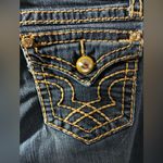 L.A. Idol Bootcut Rhinestones Accent Contrast Stitches Dark Wash Flap Pockets 7 Blue Size undefined Photo 10