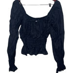 Faithfull the Brand Faithful the Brand Black 100% linen black elastic waist ballon sleeves sz 14 Photo 0